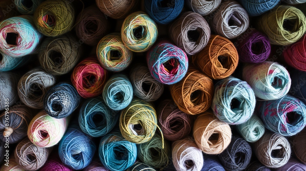 Many different bobbins of yarn Many different bobbins of yarn