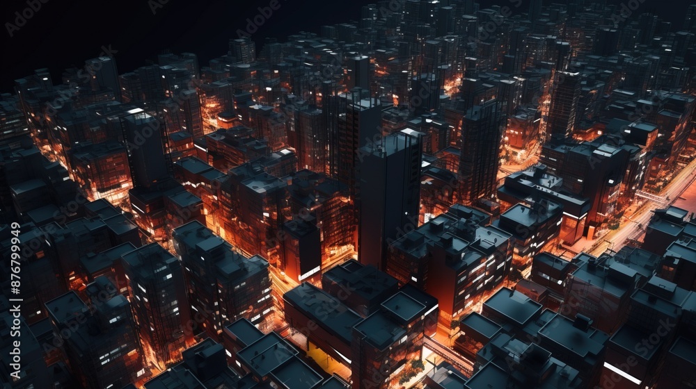 Obraz premium Digital society of future. Modern technological city. AI generated.
