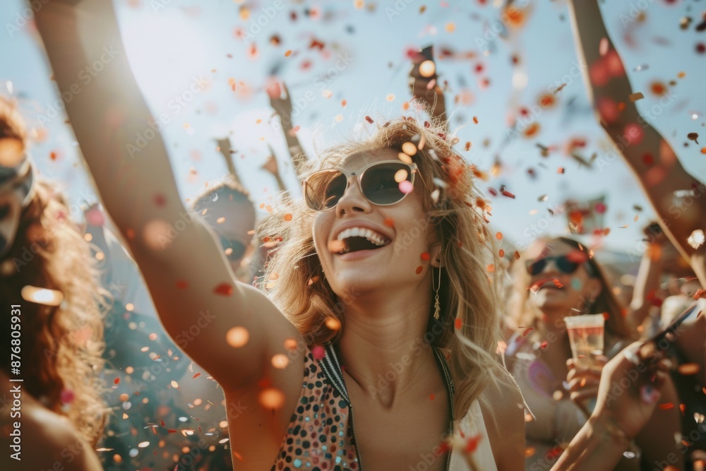 A joyful photo of people celebrating at a festival