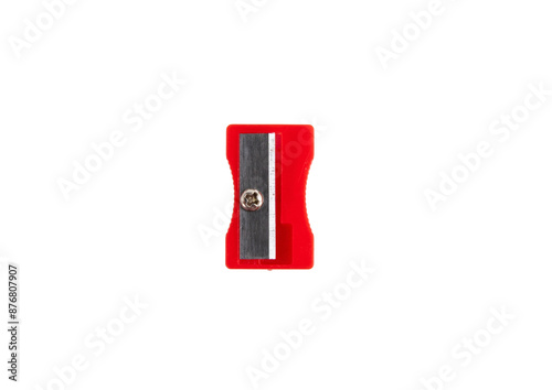 Картината върху платно Pencil sharpener isolated on white transparent, top view, School supply