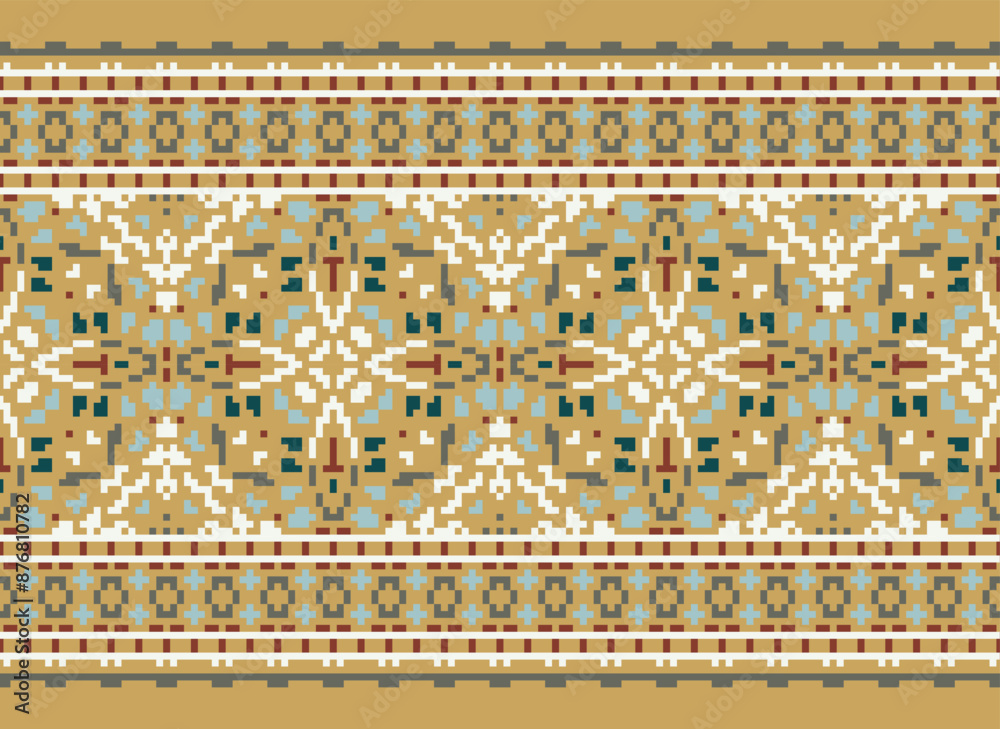 Seamless geometric ethnic Asian oriental and tradition pattern design for texture and background. · Ethnic boho pattern with geometric in bright colors.