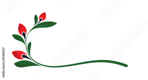 The red stylized wildflower symbol.