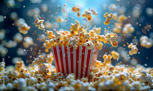 Wallpaper Mural flying levitating popcorn at the cinema wallpaper with copy space and blurred background	 Torontodigital.ca