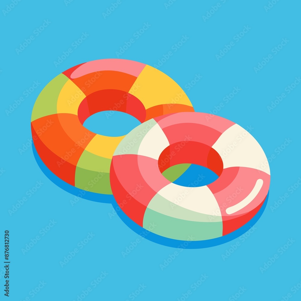 Obraz premium Two Colorful Floaties Floating in Pool 