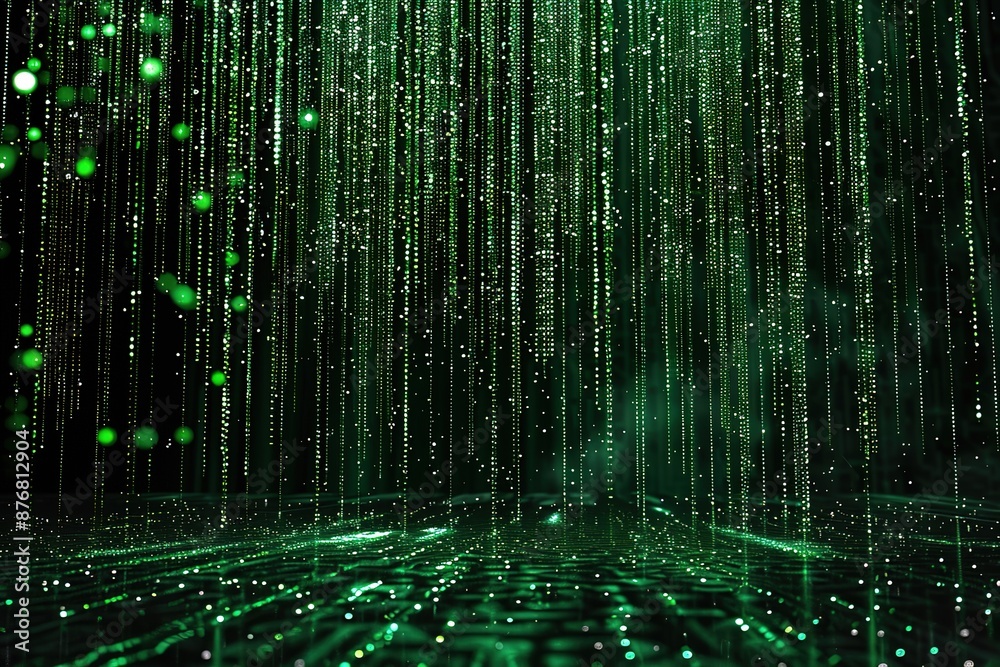 Festive decoration long green glitter rain garland. Festive decoration long green glitter rain garland.