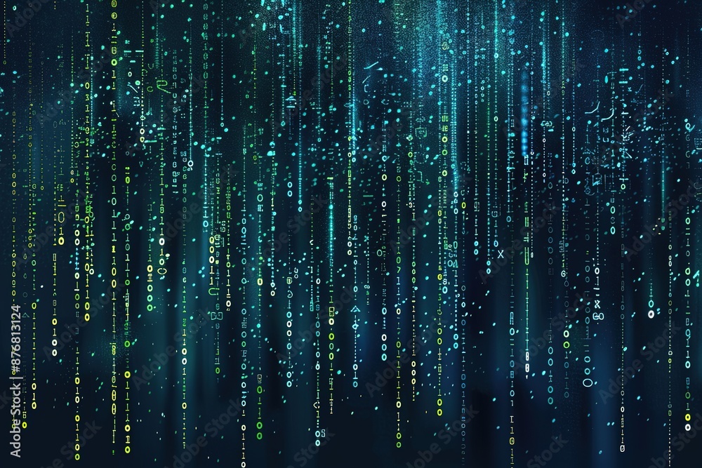 Digital background blue matrix. Binary computer code. Hacker concept. 3d rendering Digital background blue matrix. Binary computer code. Hacker concept. 3d rendering