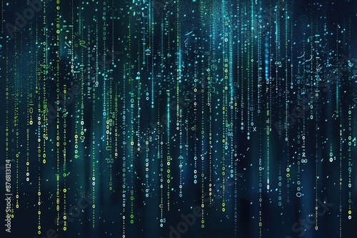 Digital background blue matrix. Binary computer code. Hacker concept. 3d rendering