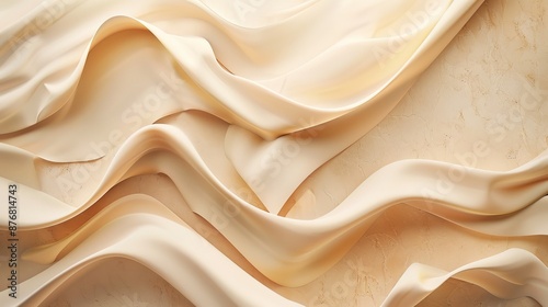 Abstract Beige Fabric Waves on Textured Background