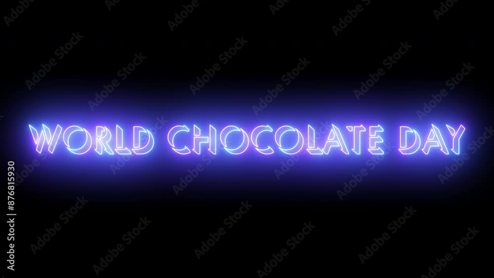 World Chocolate Day text animation in 4K. Easy to put into any video. Neon-colored text with a glowing moving outline on a dark background in 4K. Technology video material animation in 4k.
World Chocolate Day text animation in 4K. Easy to put into any video. Neon-colored text with a glowing moving outline on a dark background in 4K. Technology video material animation in 4k.