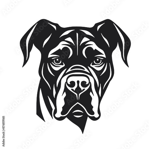  black and white illustration of a boxer dog wearing baseball hat