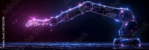 Futuristic Robotic Arm on Digital Background