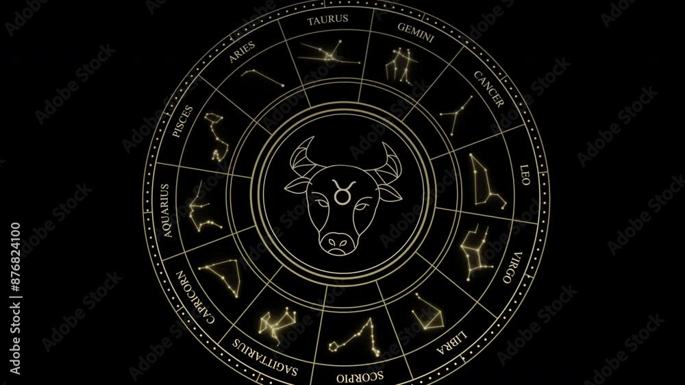 TAURUS Sign in the Zodiac Wheel With Star Constellations TAURUS Sign in the Zodiac Wheel With Star Constellations