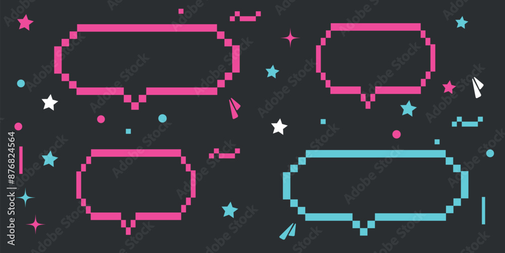 Pixel art set frame for retro computer game. vector illustration Pixel art set frame for retro computer game. vector illustration