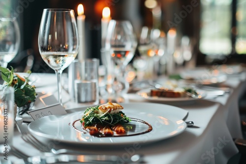 Luxury food service, main course served at a restaurant