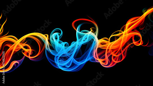 AI generated image of abstract glowing lines on dark background
