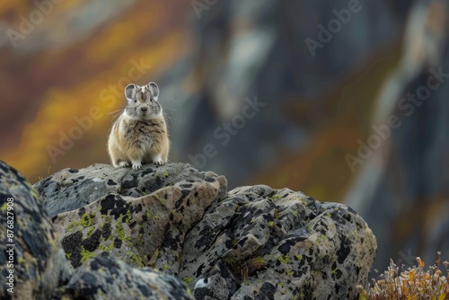 A collared pika sits atop a boulder in the Talkeetna Mountains above Hatcher Pass in Alaska calling out to other members of the pika community © Straxer