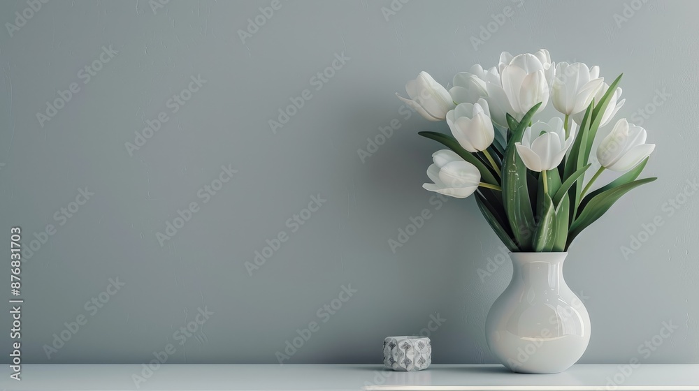 Minimalist decor featuring white tulips Minimalist decor featuring white tulips
