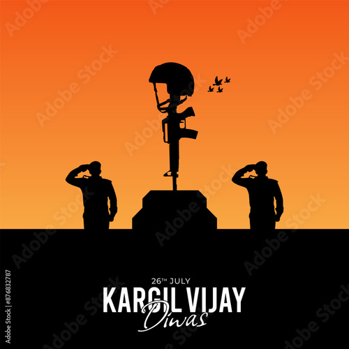 26th July Kargil Vijay Diwas Design Concept With Indian Flag And Army Social Media Post, Web Banner, Print Design 