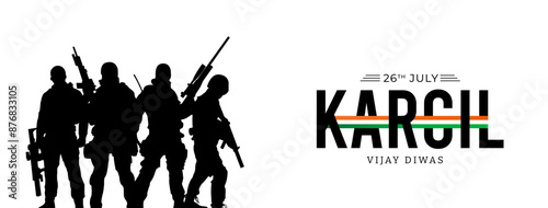 26th July Kargil Vijay Diwas Design Concept With Indian Flag And Army Social Media Post, Web Banner, Print Design 