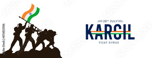 26th July Kargil Vijay Diwas Design Concept With Indian Flag And Army Social Media Post, Web Banner, Print Design 