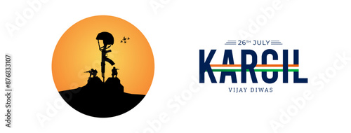 26th July Kargil Vijay Diwas Design Concept With Indian Flag And Army Social Media Post, Web Banner, Print Design 