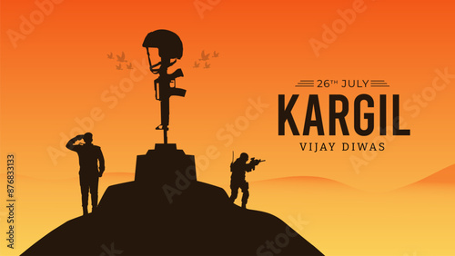 26th July Kargil Vijay Diwas Design Concept With Indian Flag And Army Social Media Post, Web Banner, Print Design 
