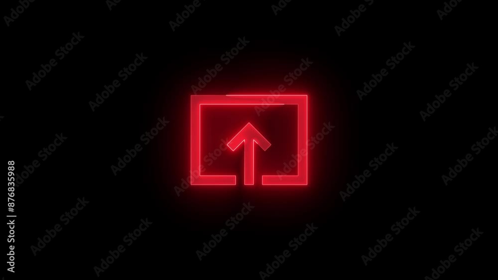New window arrow up square box icon glowing neon red color animation New window arrow up square box icon glowing neon red color animation