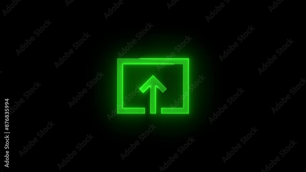 New window arrow up square box icon glowing neon green color animation New window arrow up square box icon glowing neon green color animation