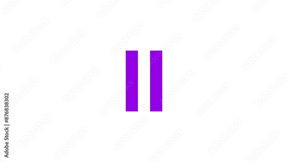 Media control pause icon purple color animation on white background Media control pause icon purple color animation on white background