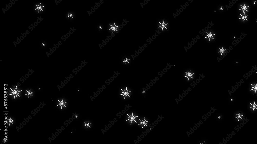 Animation of snowflakes for Christmas and holiday design. Alpha channel included.