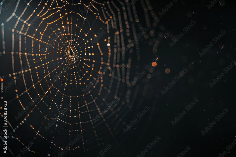 Spiderweb on a black background. AI generative Spiderweb on a black background. AI generative
