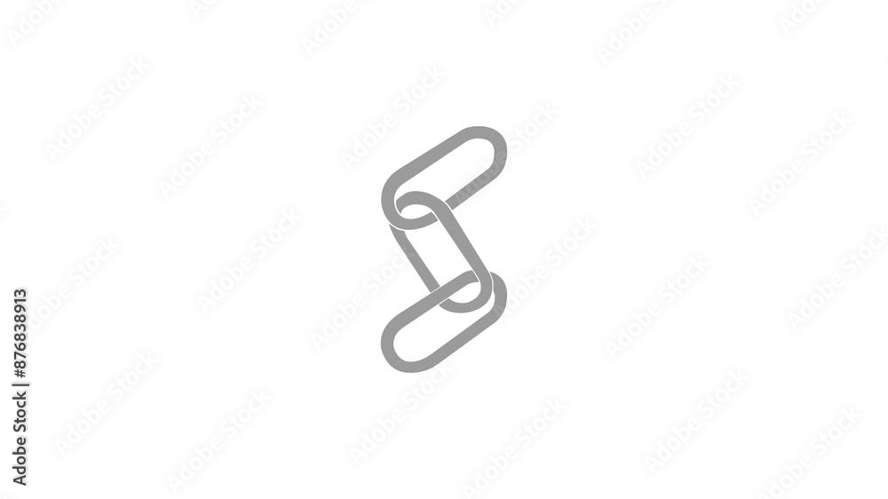 Chain link shape icon gray color animation on white background Chain link shape icon gray color animation on white background