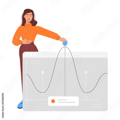 Flat illustration of data analyst with business chart 

