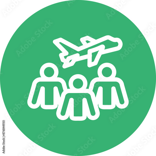 Group Travel Vector Line White Circles Multicolors