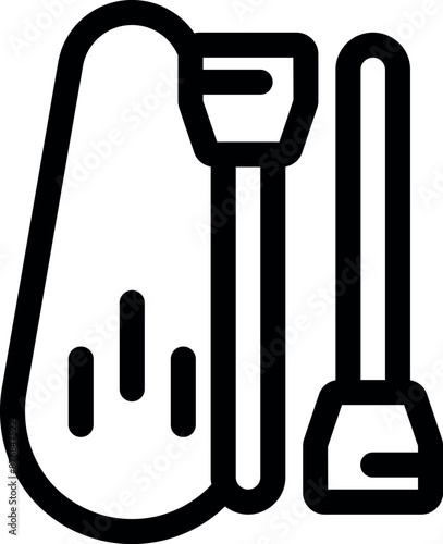 Line art icon of a vacuum cleaner representing cleaning and household chores