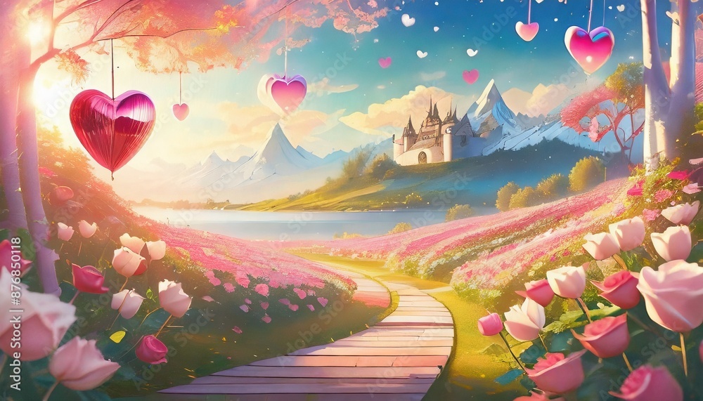 Fototapeta premium hearts in the garden