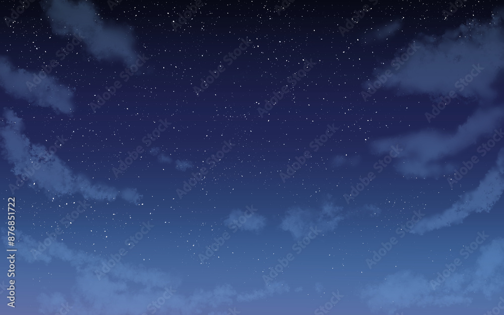 夜空に流れる雲の背景イラスト