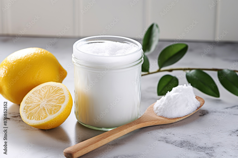 generated illustration of lemons and baking soda on table generated illustration of lemons and baking soda on table