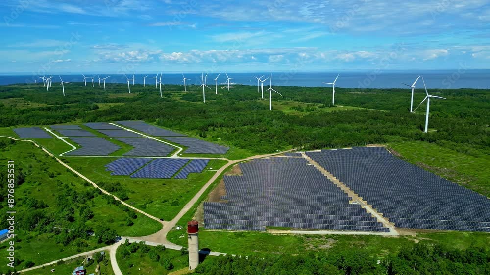 Aerial View Of Paldiski Wind Park In Summer In Estonia - Drone Shot Aerial View Of Paldiski Wind Park In Summer In Estonia - Drone Shot