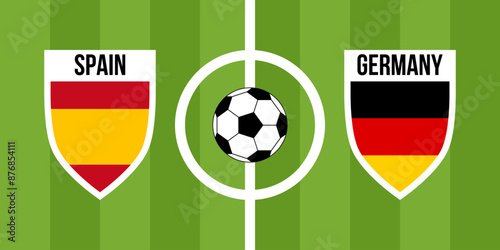 spain vs germany, teams shield shaped national flags