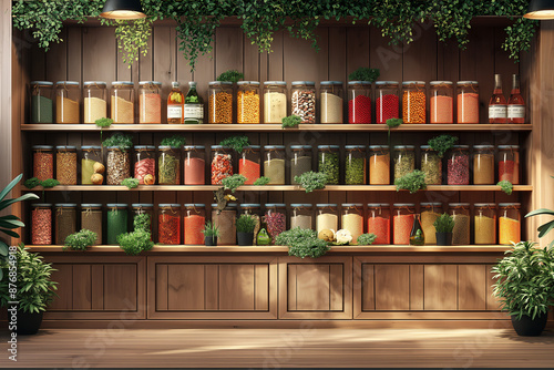 Wallpaper Mural an illustration of shelf with herbs Torontodigital.ca