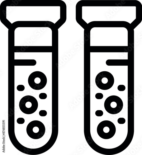 This icon represents two test tubes filled with red blood cells, symbolizing medical analysis and laboratory research