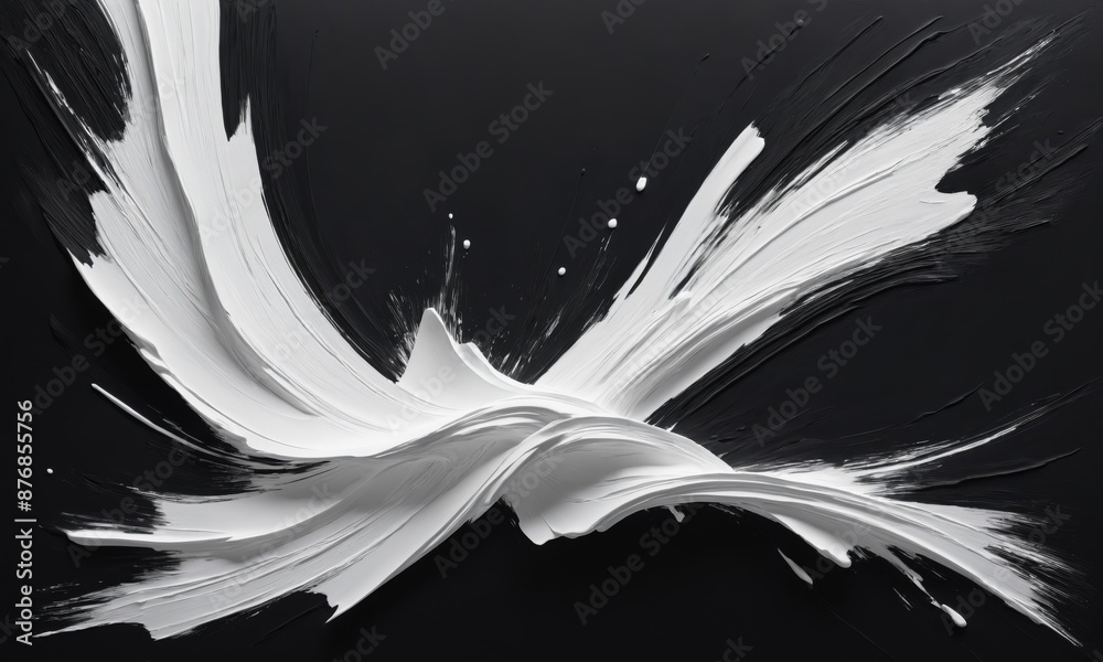 Fototapeta premium White paint strokes on black background