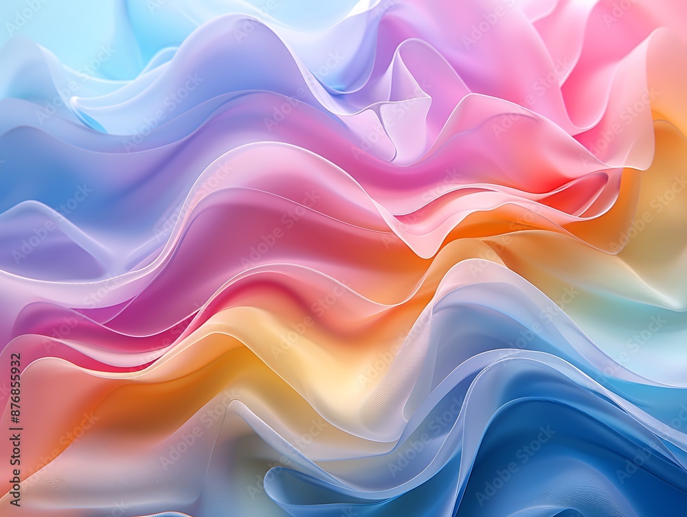Multicolored 3D abstract waves, pastel shades with texture and depth, close-up high-resolution elegance. Multicolored 3D abstract waves, pastel shades with texture and depth, close-up high-resolution elegance.