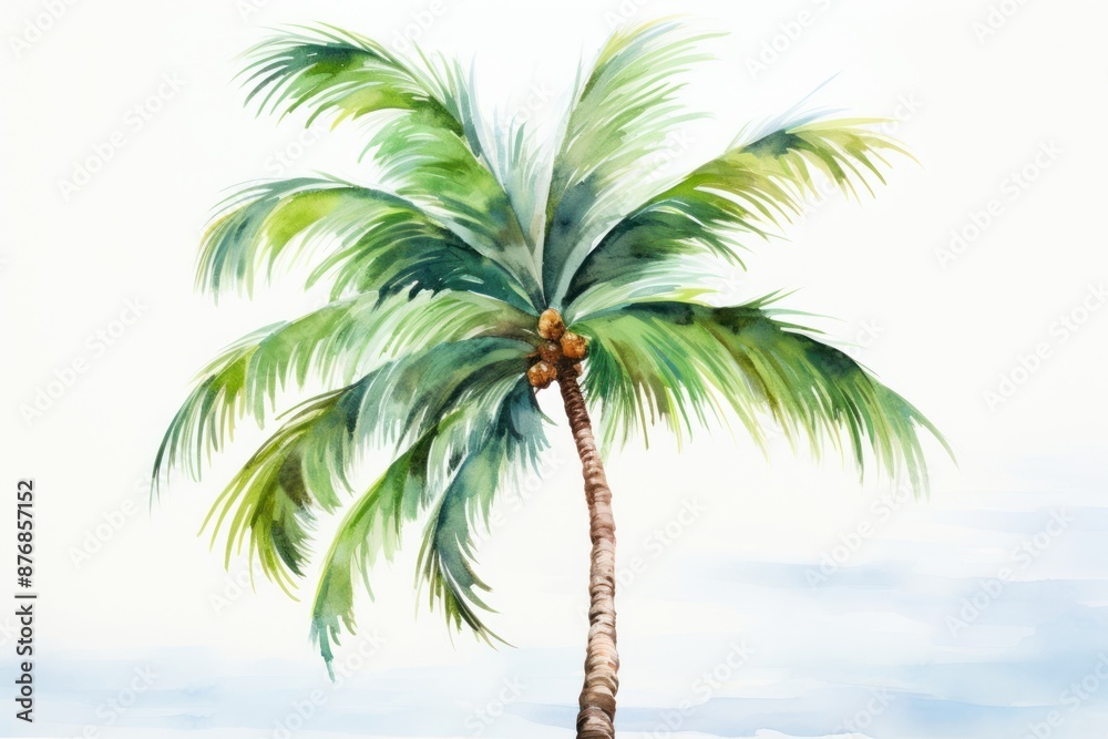 Obraz premium Tree plant watercolor paint palm tree.