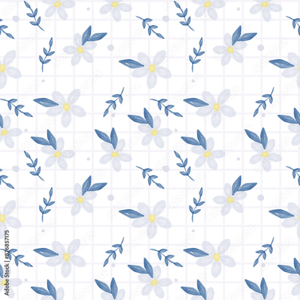 The vector pattern of fabric, wallpaper, gift wrapping paper is continuous and can be made to any size over and over. The cute style is a yellow plaid with cute purple flowers. The vector pattern of fabric, wallpaper, gift wrapping paper is continuous and can be made to any size over and over. The cute style is a yellow plaid with cute purple flowers.