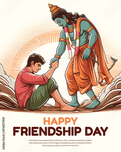 Happy International Friendship Day Celebration Social Media post template banner, Friends Forever, Dosti, Yaara, Dost, Bhai, Brother, Bestie