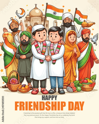 Happy International Friendship Day Celebration Social Media post template banner, Friends Forever, Dosti, Yaara, Dost, Bhai, Brother, Bestie