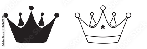 Crown vector icon set. heritage king crown royalty icon suitable for apps and websites UI designs.
