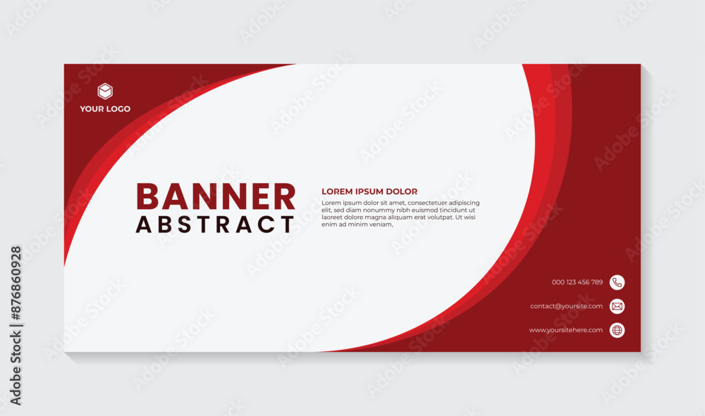 Simple banner design curved shape red background Simple banner design curved shape red background